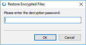 Pantalla de restauración de archivos cifrados, mostrando opciones para seleccionar y recuperar archivos protegidos.