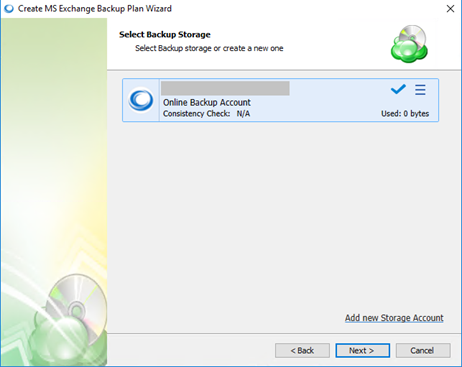 Captura de pantalla de Exchange Backup Plan Wizard