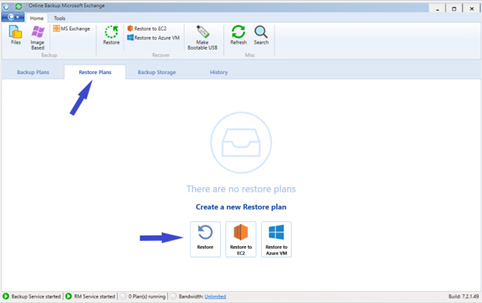 Captura de pantalla de Exchange Backup Plan Wizard