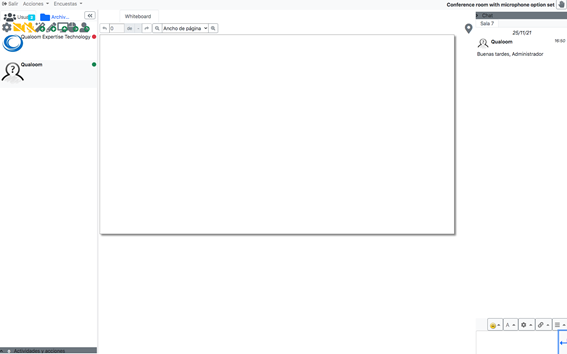 Pantalla de configuración de la aplicación de OpenMeetings