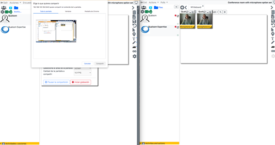 Pantalla de configuración de la aplicación de OpenMeetings