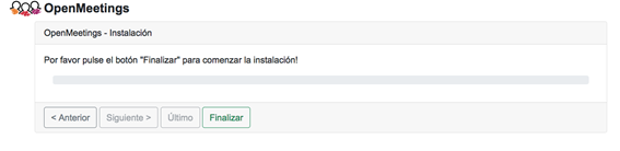 Pantalla de instalación de OpenMeetings
