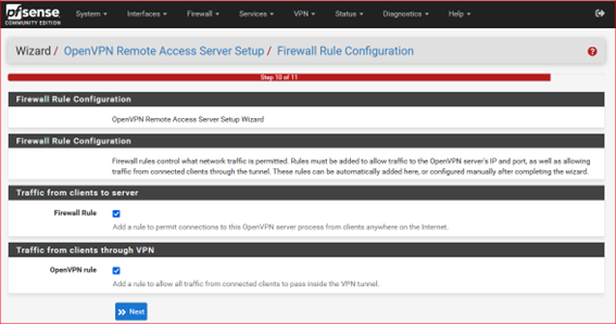 Servidor de acceso OpenVPN, mostrando interfaz de configuración y opciones de conexión para usuarios remotos.