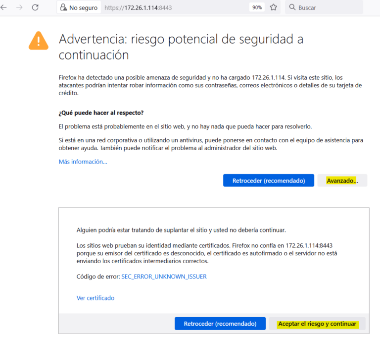 Pantalla de la plataforma de configuración de Unifi