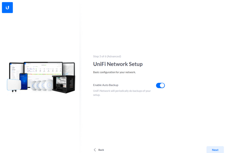 Pantalla de la plataforma de configuración de Unifi