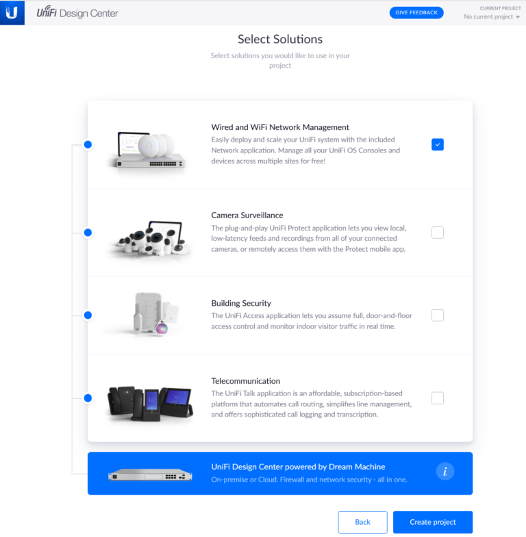 Pantalla de la plataforma de configuración de Unifi