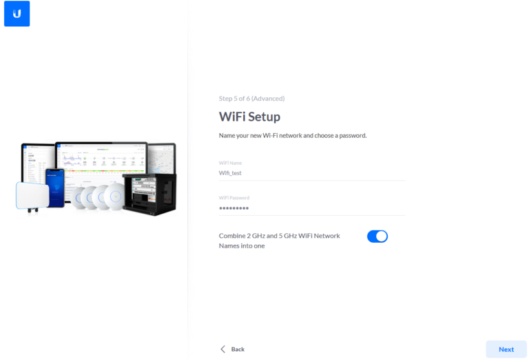 Pantalla de la plataforma de configuración de Unifi
