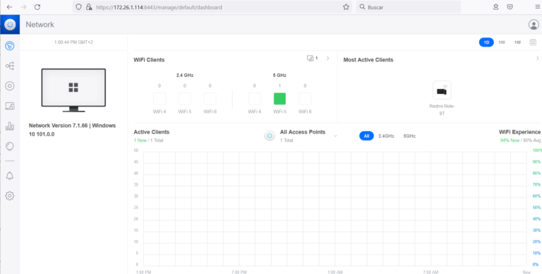 Pantalla de la plataforma de configuración de Unifi