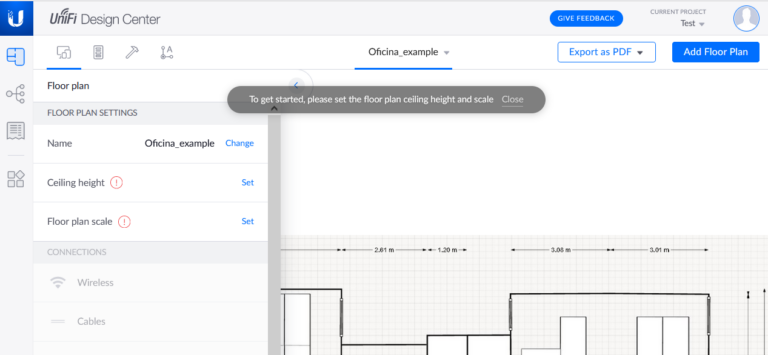 Pantalla de la plataforma de configuración de Unifi