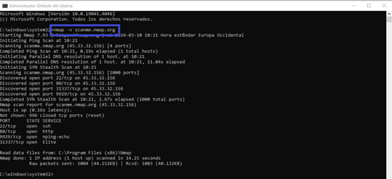 Línea de comandos de Windows 10 mostrando texto de entrada y salida en pantalla negra con letras blancas.