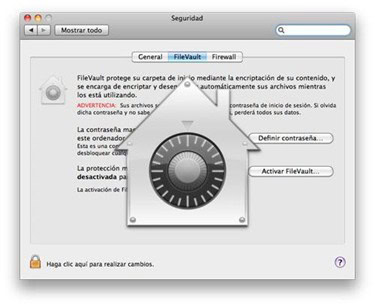 Página de configuración de seguridad de macOS X, mostrando opciones de privacidad y protección del sistema.