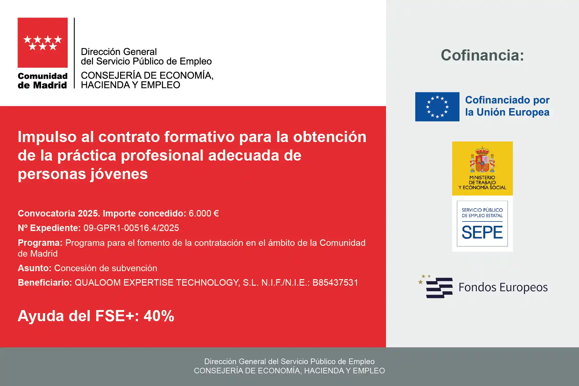 Qualoom refuerza su apuesta por el talento joven con una subvención estratégica para la contratación formativa en tecnología